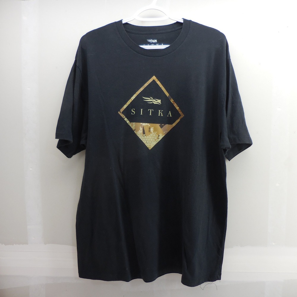 Sitka Gear Mens Graphic T-Shirt Black Camo Diamond Logo Short Sleeve XL